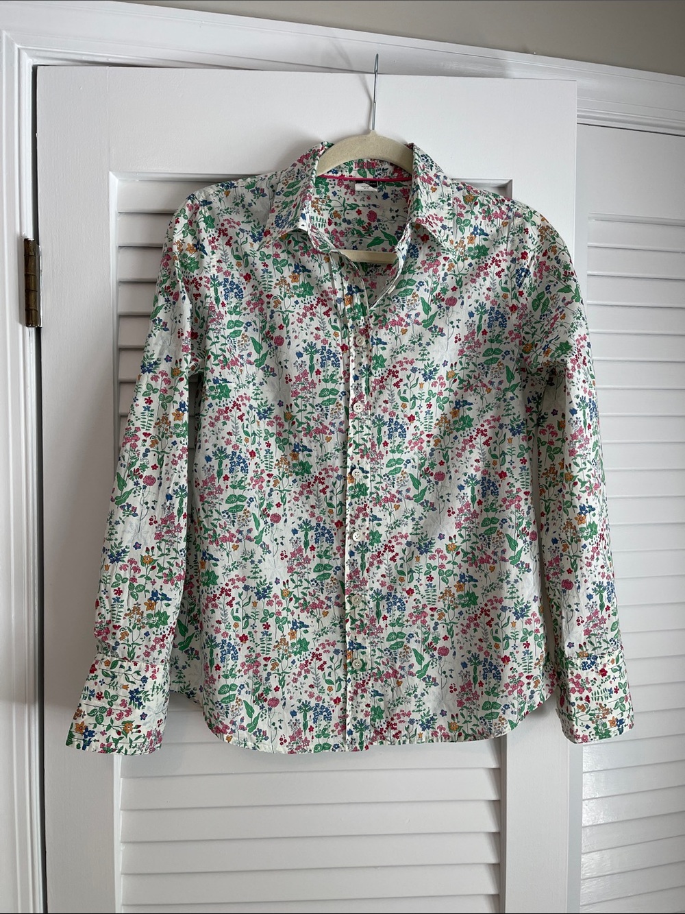 J. Crew Women’s White Button-Down Shirt with Multicolor Floral Print